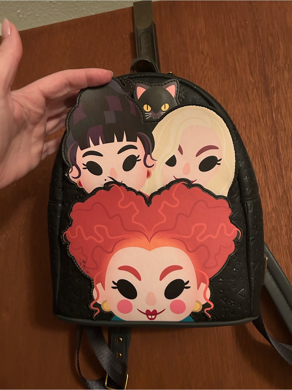 Loungefly Black Embossed Disney Backpack with Gold Plaque